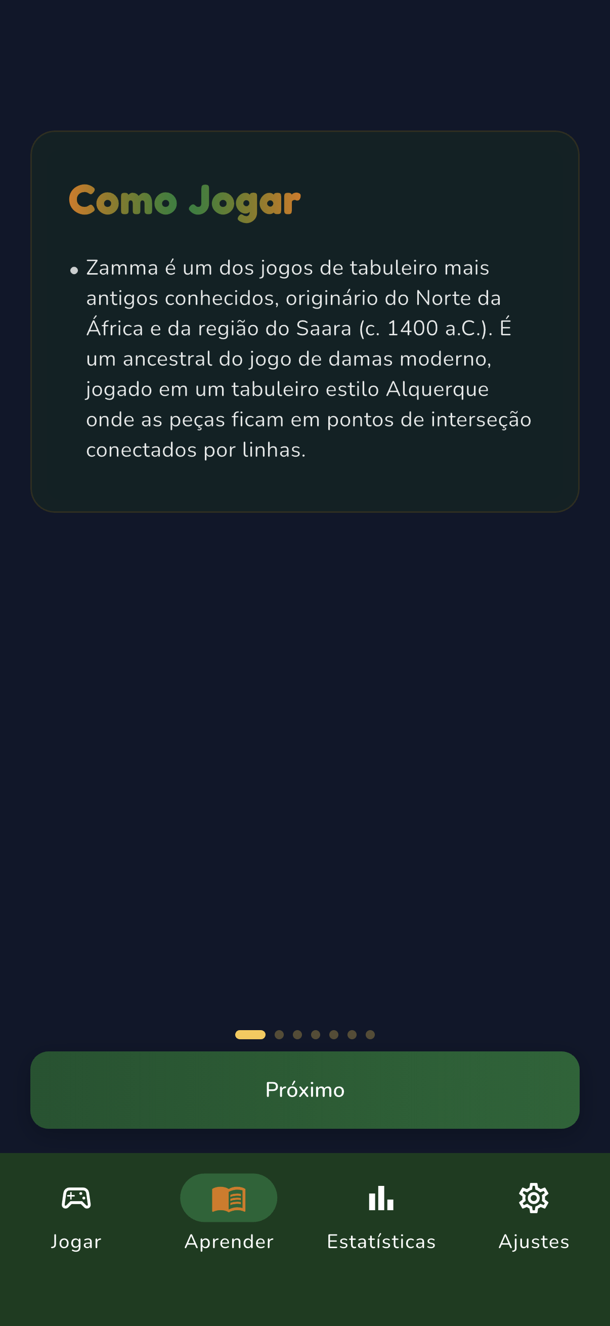 Ecrã das regras